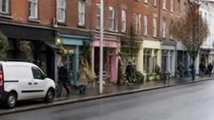 Dublin high street with local shopfronts